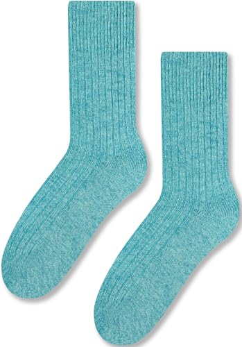 TODO Warm Wollsocken Damen und Herren Wintersocken Damen, Thermosocken Herren, elegant norweger socken - Wollkollektion (41_Turkis) von TODO