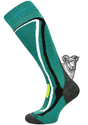 TODO 2 Paar Warme 50% Merino Skisocken Herren und Skisocken Damen Thermoaktiv, Atmungsaktiv Ski Socken und Ski Sturmhaube (1xTurkis, 35-38) von TODO