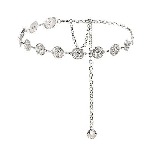 TOFBS Kettengürtel Für Damen Taille Kette Körperschmuck Bauchkette Körperschmuck Strand Gürtel für Frauen und Mädchen Körper Kette Taillenkette Silber Waist Chain für Kleid Jeans (Silber#6) von TOFBS