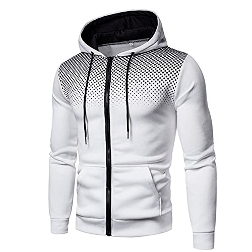 TOFOTL Kapuzenpullover Herren Zipper mit Taschen Slim Slim Workout Oberteil Daunenjacke Gym Casual Winter Motorradjacke Herren Herbst Warme Fleecejacke Windjacke Weiß XL von TOFOTL