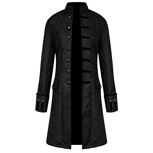 TOFOTL Strickjacke Herren Stehkragen Einfarbig Gothic Steampunk Steampunk Clothing Clothes Sport Wandern Softshell Jacke Modern Weihnachten Gym Herbst Smoking Bomber Jacket Herren Schwarz L von TOFOTL