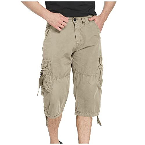 Unterhosen Männer Hohe Taille Mit Gummizug Stretch Kleidung Baggy Regular Sportbekleidung Für Herren Stretch Lang Bermuda Kurze Jogginghose Shorts Männer Khaki 34 von TOFOTL