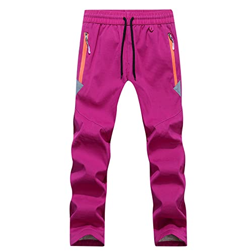 TOKYMOON Jungen Softshellhose Kinder Softshellhose Gefüttert Skihose mit Reflektor Thermohose Wasserdicht Winter Schneehose Atmungsaktiv Warm Hose Mädchen Wanderhose Outdoorhose Roserot A XS von TOKYMOON