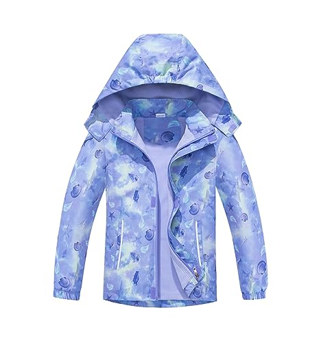 TOKYMOON Mädchen Regenjacke Wind und Wasserdicht Übergangsjacke Kinder Mädchen Jacke mit Fleecefütterung Übergangsjacke Softshelljacken Kapuzenjacke Wanderjacke Outdoorjacke Hellviolett 130 von TOKYMOON