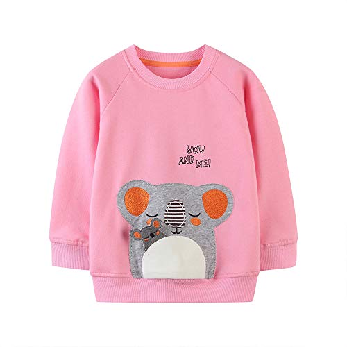 TOKYMOON Mädchen Sweatshirt Langarm Top Baumwolle Muster Sweat Herbst Winter Kinder Pullover Sweatshirt Casual Long Tops Jumper Sweatshirt Kinder Warme Streetwear Tier 1 130 von TOKYMOON