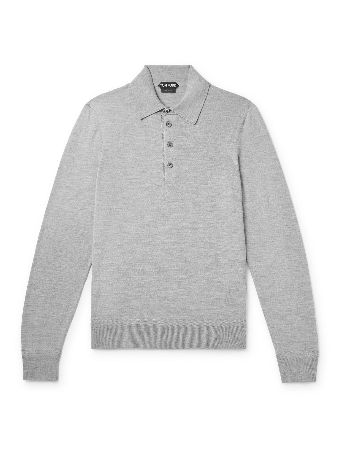 TOM FORD - Slim-Fit Wool Polo Shirt - Men - Gray - IT 58 von TOM FORD