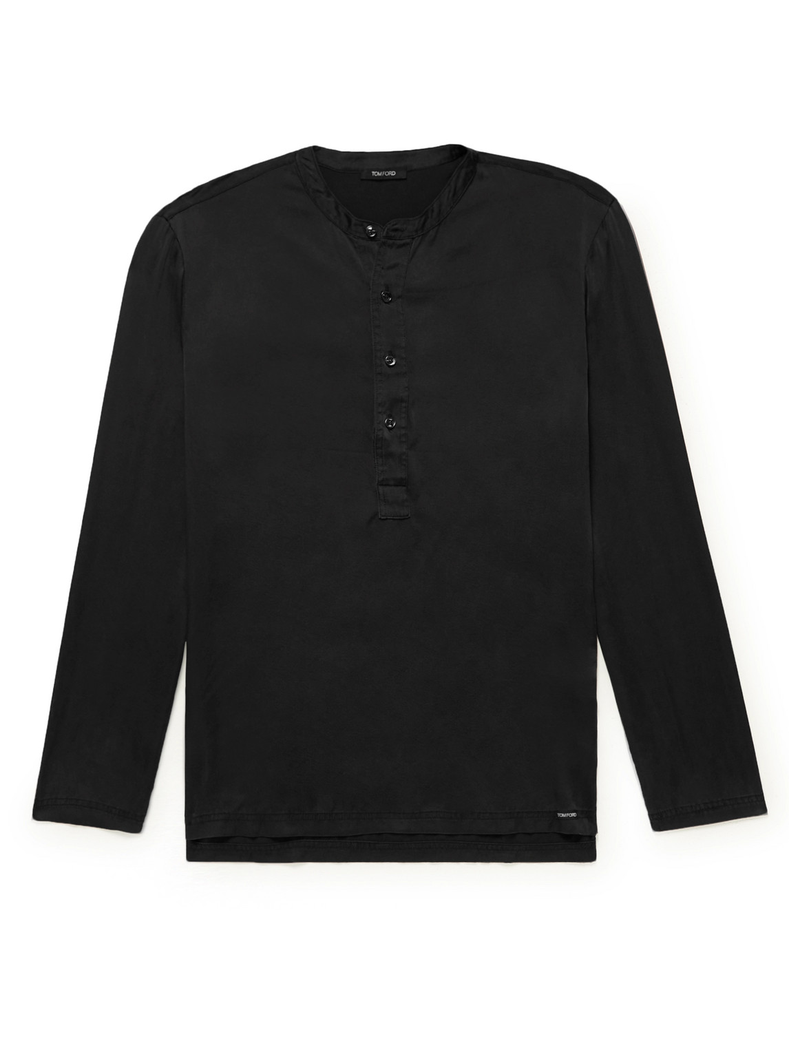 TOM FORD - Stretch-Silk Satin Henley Pyjama Top - Men - Black - M von TOM FORD