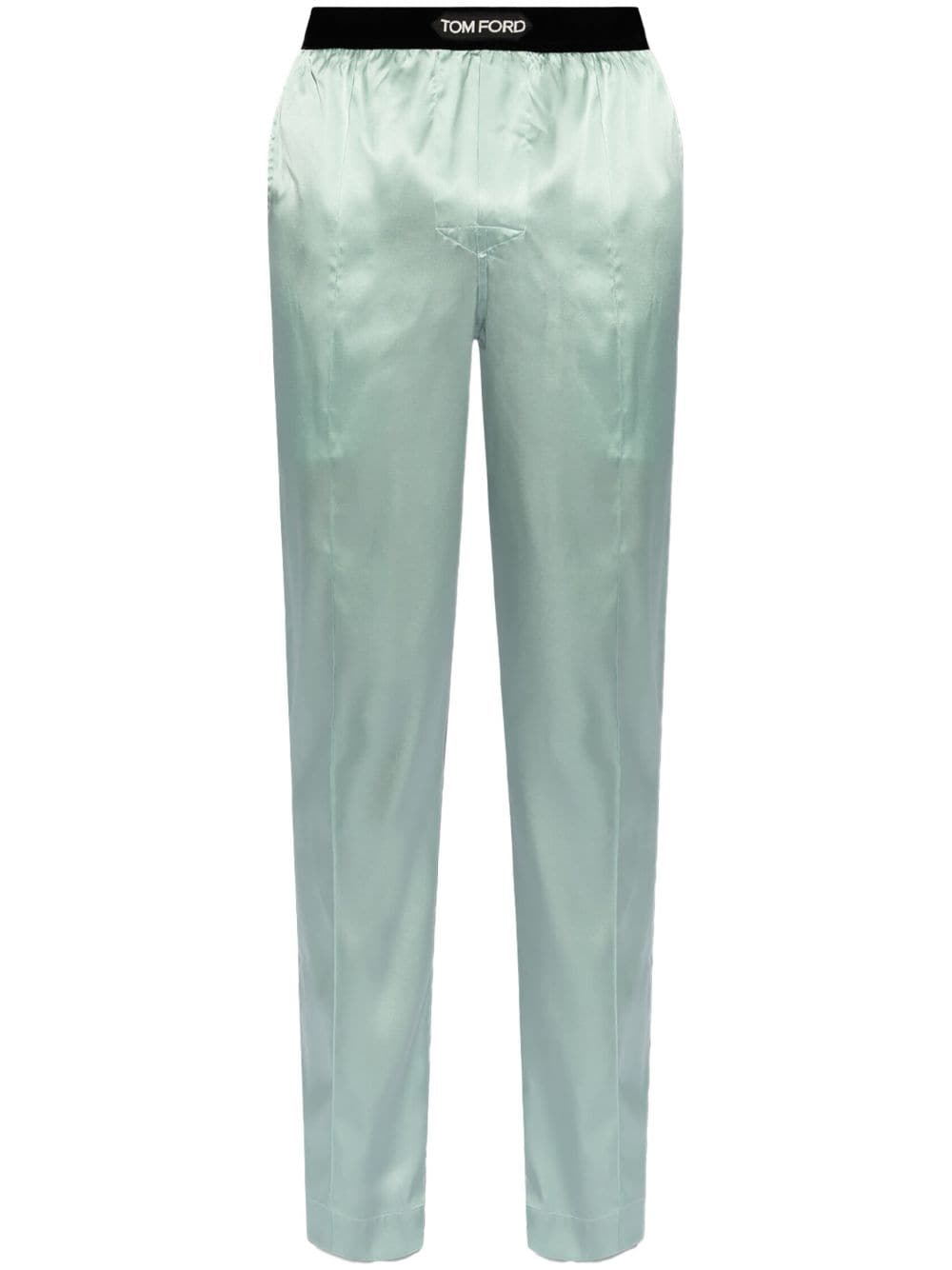 TOM FORD Pyjama-Hose aus Satin mit Logo-Bund - Blau von TOM FORD