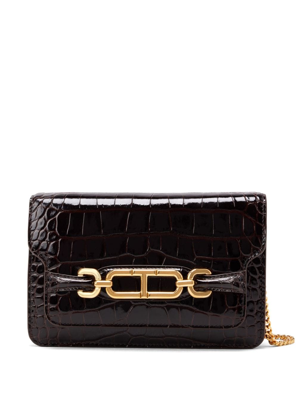 TOM FORD Kleine Schultertasche mit Kroko-Effekt - Braun von TOM FORD