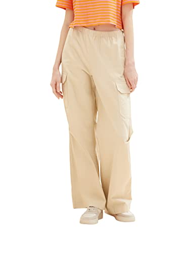 TOM TAILOR Denim Damen 1036505 Straight Fit Cargo Hose, 31700-Dusty Sand Beige, S von TOM TAILOR Denim