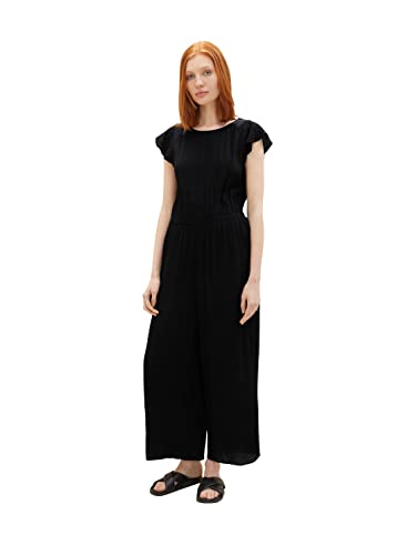 TOM TAILOR Denim Damen 1036530 Basic Overall Jumpsuit, 14482-Deep Black, XS von TOM TAILOR Denim