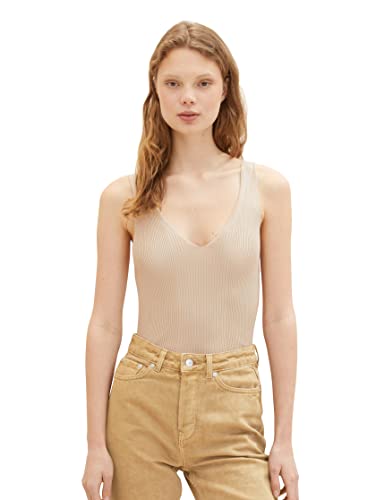 TOM TAILOR Denim Damen 1036857 Basic Strick-Top, 31700-Dusty Sand Beige, XXL von TOM TAILOR Denim