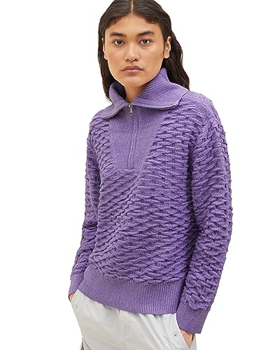 TOM TAILOR Denim Damen 1038155 Basic Troyer Pullover, 32255-lilac, S von TOM TAILOR Denim