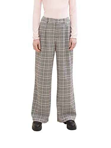 TOM TAILOR Denim Damen 1038218 Hose mit Karomuster & weitem Bein, 32456-rose Grey Check, XL von TOM TAILOR Denim