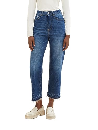 TOM TAILOR Denim Damen 1038300 Cropped Jeanshose mit weitem Bein, 10286-vintage Stone wash Denim, L von TOM TAILOR Denim