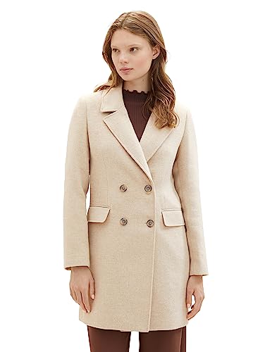 TOM TAILOR Denim Damen 1038685 Basic Mantel, 33807-light Sand beige Melange, XS von TOM TAILOR Denim