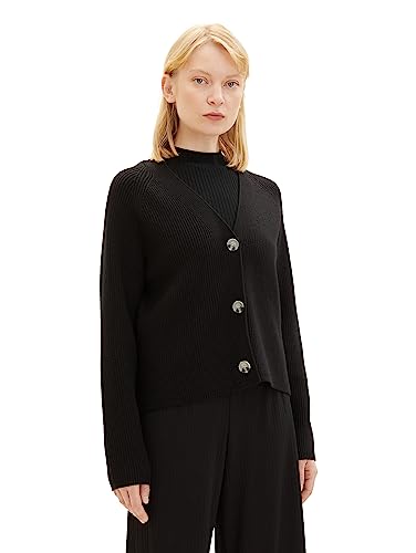 TOM TAILOR Denim Damen Basic Cardigan, black, M von TOM TAILOR Denim