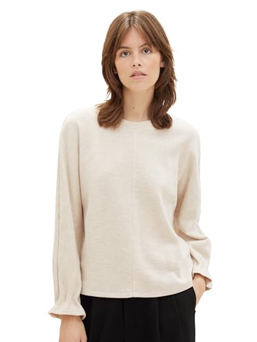 TOM TAILOR Denim Damen Batwing Sweatshirt, creme beige melange, XL von TOM TAILOR Denim