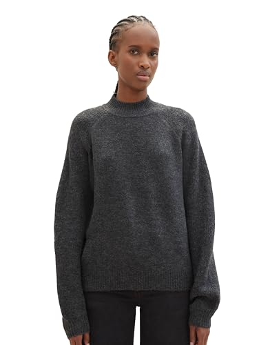 TOM TAILOR Denim Damen Cosy Pullover mit Rollkragen , Shale Grey Melange, S von TOM TAILOR Denim