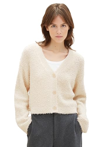 TOM TAILOR Denim Damen Cosy Relaxed Cardigan , soft neutral beige, M von TOM TAILOR Denim