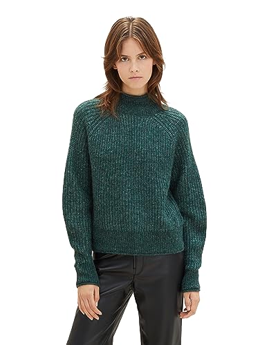 TOM TAILOR Denim Damen Cosy Strickpullover , Midnight Forest Green Mélange, XL von TOM TAILOR Denim