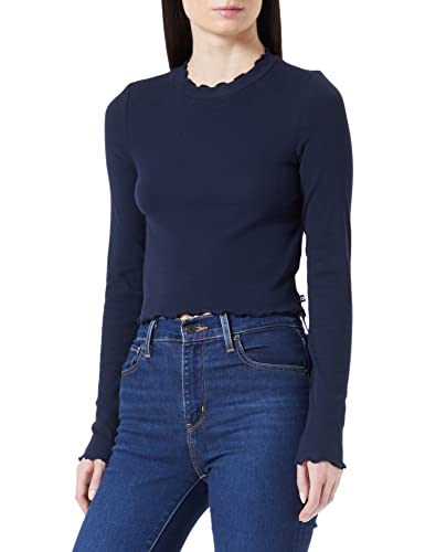 TOM TAILOR Denim Damen Cropped Langarmshirt 1032820, 10668 - Sky Captain Blue, L von TOM TAILOR Denim