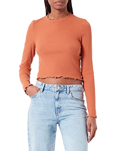 TOM TAILOR Denim Damen Cropped Langarmshirt 1032820, 30027 - Amber Orange, XL von TOM TAILOR Denim