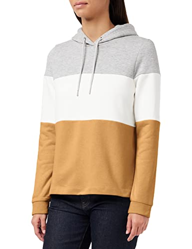 TOM TAILOR Denim Damen Hoodie mit Streifen 1034348, 27474 - Soft Camel, S von TOM TAILOR Denim