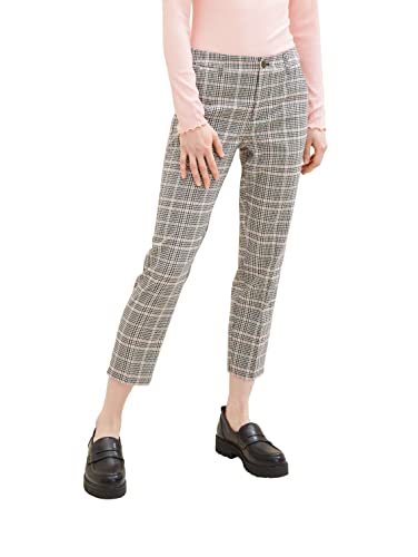 TOM TAILOR Denim Damen 1038735 Cigarette Hose mit Karomuster, 32456-rose Grey Check, M von TOM TAILOR Denim