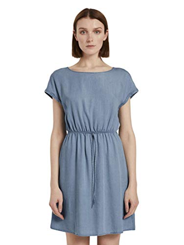 TOM TAILOR Denim Damen Kleider & Jumpsuits Minikleid mit Rückenausschnitt im Jeans-Look Light Stone Bright Blue Denim,L,10151,6000 von TOM TAILOR Denim