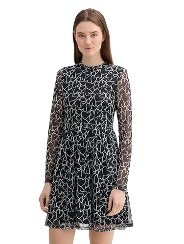 TOM TAILOR Denim Damen Mini Mesh Kleid mit transparenten Ärmeln, 36534 - Black White Heart Print, L TOM TAILOR Denim Damen Mini Mesh Kleid mit transparenten Ärmeln, 36534 - Black White Heart Print, L von TOM TAILOR Denim
