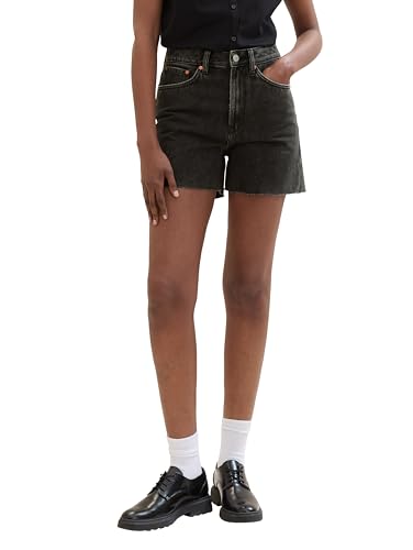 TOM TAILOR Denim Damen Mom High Waist Jeans Shorts , clean dark stone black denim, M von TOM TAILOR Denim