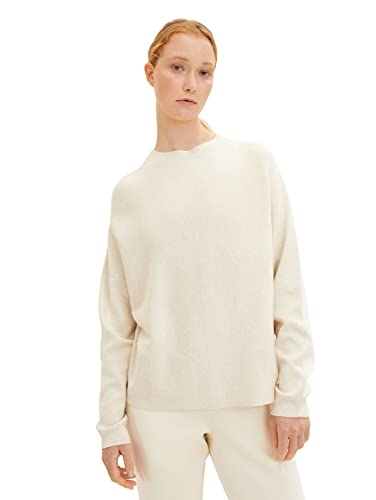 TOM TAILOR Denim Damen Pullover mit Struktur 1033305, 24421 - Creme Beige Melange, M von TOM TAILOR Denim