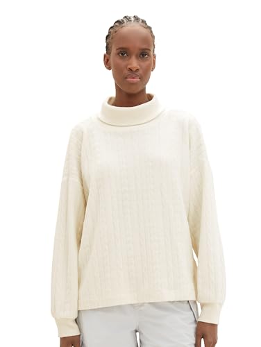 TOM TAILOR Denim Damen Strickpullover mit Rollkragen, soft neutral beige, L von TOM TAILOR Denim