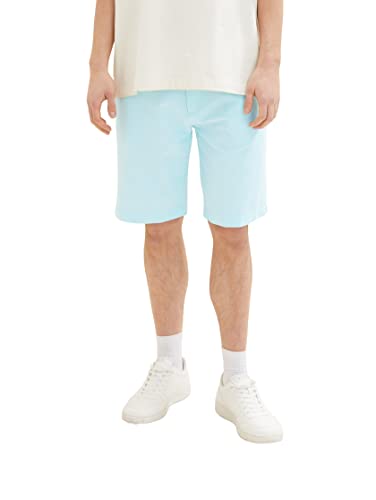 TOM TAILOR Denim Herren Regular Fit Chino Shorts, 32161 - Turquoise White Chambray, M von TOM TAILOR Denim