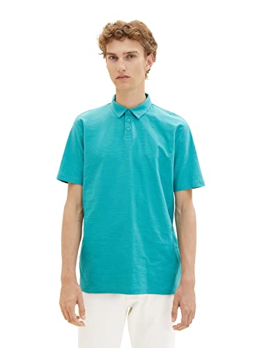 TOM TAILOR Denim Herren 1036402 Ottoman Poloshirt, 31044-Deep Turquoise, L von TOM TAILOR Denim