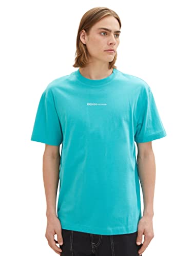 TOM TAILOR Denim Herren 1036465 Relaxed Fit T-Shirt mit Rückenprint, 31044-Deep Turquoise, XL von TOM TAILOR Denim