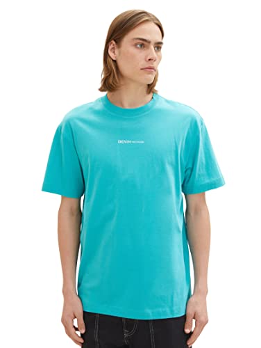 TOM TAILOR Denim Herren 1036465 Relaxed Fit T-Shirt mit Rückenprint, 31044-Deep Turquoise, XXL von TOM TAILOR Denim
