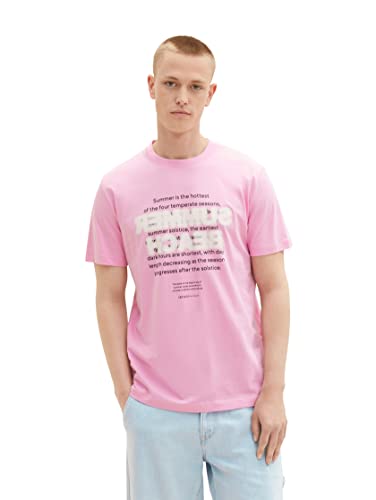 TOM TAILOR Denim Herren 1036478 T-Shirt mit Print, 31646-Soft Summer Pink, L von TOM TAILOR Denim