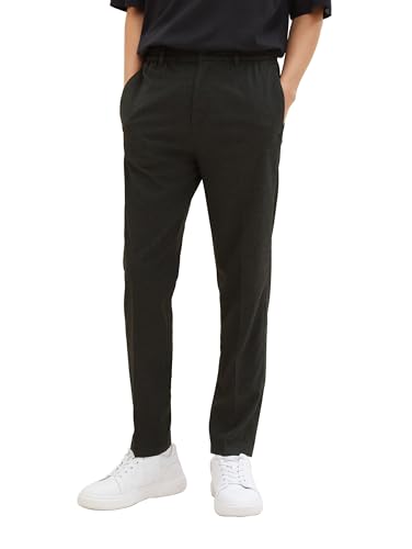 TOM TAILOR Denim Herren 1037539 Relaxed Tapered Fit Hose in Ankle-Länge, 34074 Black Houndstooth, 30/30 von TOM TAILOR Denim