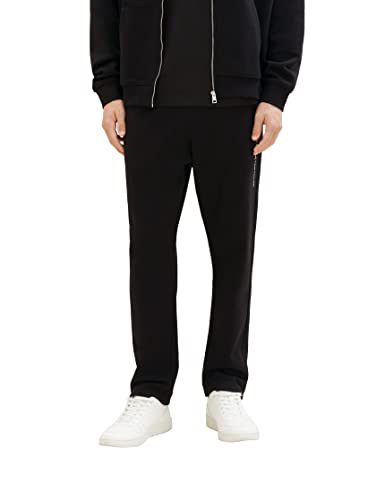 TOM TAILOR Denim Herren 1037625 Jogginghose mit Logo-Print an der Seite, 29999-Black, M von TOM TAILOR Denim