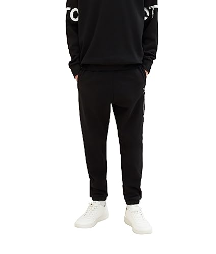 TOM TAILOR Denim Herren 1037628 Jogginghose mit Gummizug am Fuß, 29999-Black, L von TOM TAILOR Denim