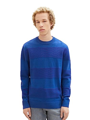 TOM TAILOR Denim Herren 1038260 Strickpullover mit Struktur aus Baumwolle, 14531-shiny royal Blue, XXL von TOM TAILOR Denim