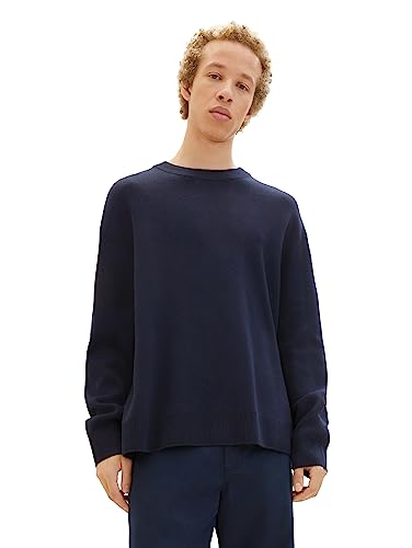 TOM TAILOR Denim Herren 1038265 Loose Fit Crew-Neck Strick-Pullover, 10668-sky Captain Blue, M von TOM TAILOR Denim