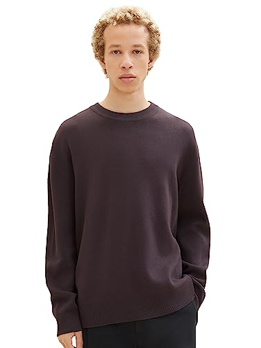 TOM TAILOR Denim Herren 1038265 Loose Fit Crew-Neck Strick-Pullover, 12508-Coal Grey, XL von TOM TAILOR Denim