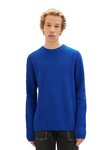 TOM TAILOR Denim Herren 1038268 Crew-Neck Strick-Pullover mit Struktur, 14531-shiny royal Blue, M von TOM TAILOR Denim