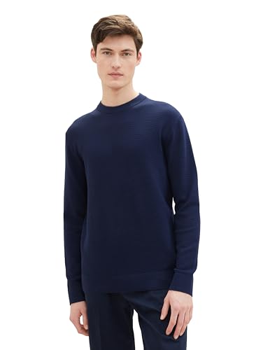 Tom Tailor Denim Herren Basic Strick-Pullover mit Struktur, 34590 - Dark Blueberry, M von TOM TAILOR Denim