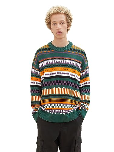 TOM TAILOR Denim Herren 1038286 Relaxed Fit Multicolor Strick-Pullover, 32779-multicolor fair isle Design, M von TOM TAILOR Denim