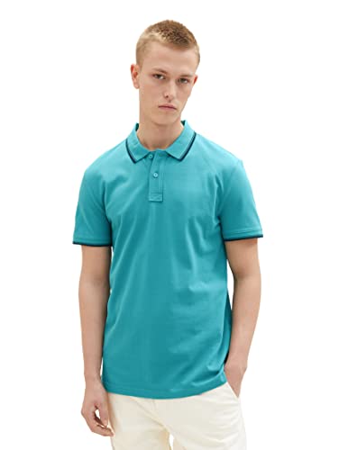 TOM TAILOR Denim Herren 1038464 Basic Piqué Poloshirt, 31044-Deep Turquoise, M von TOM TAILOR Denim