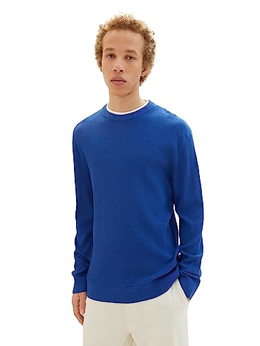 TOM TAILOR Denim Herren 1038674 2-in-1 Pullover mit unterlegtem Kragen, 14531-shiny royal Blue, S von TOM TAILOR Denim